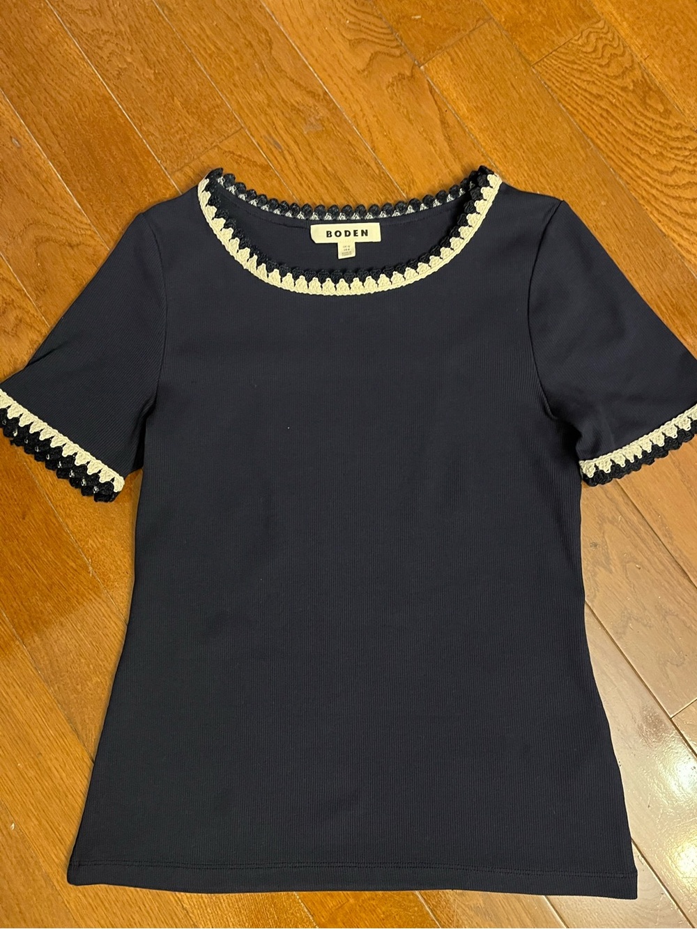 Boden Short Sleeve Navy Top